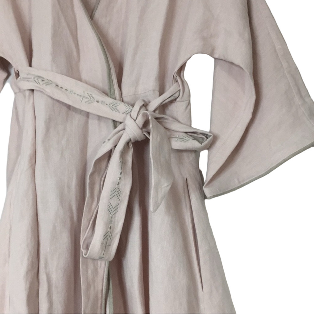 Arkitaip - Soft Pink - Kimono Style Maxi Dress - Small - 100% Masters of Linen - Picture 10 of 15